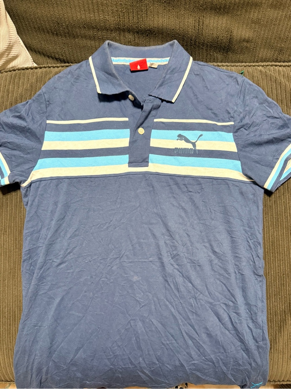 Puma Sport Lifestyle Striped Polo Shirt Striped Polo Blue & White Medium